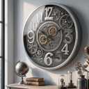 Moving Gear Wall Clock, 26 Inch Large Industrial Steampunk 3D Wall Decor