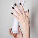 Semi Cured Gel Nail Strips, False nails Nail gel,Black,20pcs Gel Polish Nail Wraps,Salon Quality, Easy to Apply & Remove,Includes 1 Lamp, Nail File & Wooden Stick (Black(with LED light))