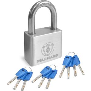 Magmaus PDX40 Heavy Duty Lock with 10 Keys - [Stainless Steel] Weatherproof Padlock for Outdoor Use - Ideal for Storage Unit, Shipping Container, Gate