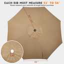 Blissun 9ft Patio Umbrella Replacement Canopy, Market Umbrella Top, Outdoor Table Umbrella Canopy for 8 Ribs, Canopy Only