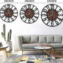LEIKE Large LED Wall Clocks,Silent,Non Ticking,Battery Operated Rustic Round Modern Big Wood Wall Clock for Living Room, Bedroom,Kitchen,Farmhouse,Office,Home Decor -20" Black,LED,Arabic Number