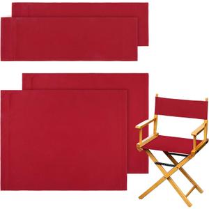 Boao 2 Set Directors Chair Canvas Replacement, Makeup Chair Seat and Back Replacement Cotton Canvas Stool Protector for Home Director Medium Size(red)