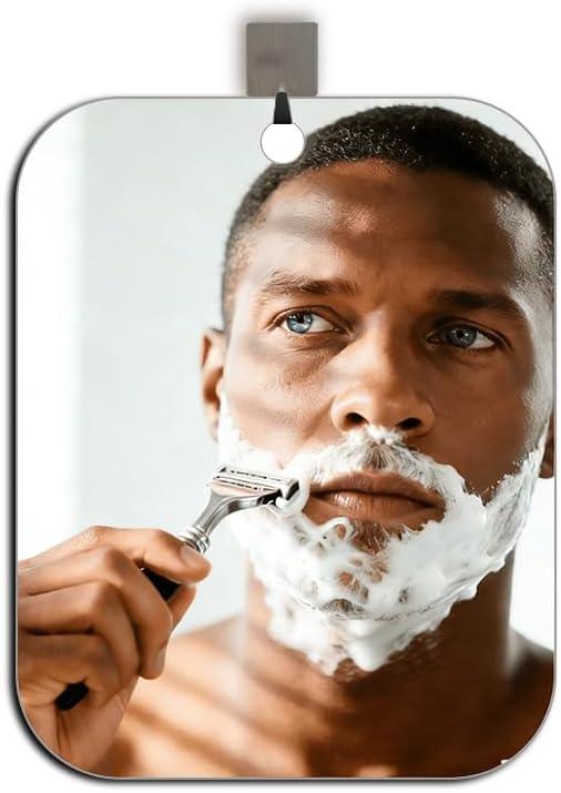 Shower Mirror Fogless for Shaving, No Fog Shaving Mirror, Anti-Fog Makeup Small Mirror Bathroom Accessories Travel Camping, Shatterproof Men's Woma Wall HangingLarge 9.5inx7.5in