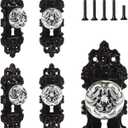 Vintage Dummy Door Knob Interior Crystal Glass Door Knobs 4 Drawer Dresser Handles Antique Black Cabinet Knobs Keyless Decorative Hallway Closet Door Pulls