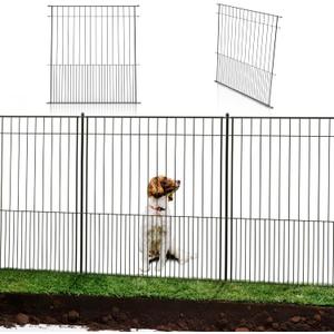 WESLEY'S CORNER Tall Fence Panels - 32H x 29L, No Dig Metal Dog Fence, Heavy Duty Garden Border & Animal Barrier, Rustproof, Decorative Fencing for Backyards, Frontyards, Outdoors and Edging (Black)