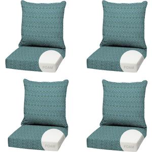 Arden Outdoor Foam Deep Seat Cushion (4-Pack), 22x24, Premium High-Density Foam, Never Flattens, Weather-Proof for Patio Chair Sofa Couch, Alana Tile