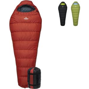 Teton LEEF Lightweight Mummy Sleeping Bag Perfect for Camping, Hiking, and Backpacking; Cold Weather Option, Compression Sack Included (0F Regular, Fire/Slate)