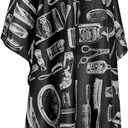 4 x Professional Barber Cape 63"x55" with Adjustable Snap Closure, Perfect for Home Use or Salon, with Stylish Designs (Black)