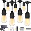 ZJOJO Solar String Lights Outdoor Waterproof 100FT,Solar Lights Outdoor with 30+2 Shatterproof Bulbs IP65, Patio Lights Solar Powered &USB Port, LED String SolarLights for Outside Decor