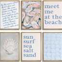 6Pcs Blue Beach Preppy Wall Art Coastal Granddaughter Painting Picture Wall Decor Seashell Meet Me At The Beach Aesthetic Poster Print Artwork for Girly Room Dorm Apartment Home Decoration (8x10in)