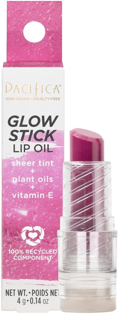Pacifica Lipstick Oil  Glow Stick Lip Tint Oil - Hydrating Tinted Lip Balm with Vitamin E for Moisturized Lips, Sheer Tint & Natural Gloss, Vegan & Cruelty-Free, 0.14 oz (Sunrise)