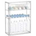 HBlife Baby Bottle Storage Organizer for Countertop Cabinet, 3 Tiers Adjustable Clear Acrylic Bottles Storage Station Case Box Container with 2 Removable Dividers and Magnetic Door, XXL 45x33x33cm