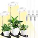 LORDEM Plant Grow Light, Full Spectrum Halo Desk Light, Height Adjustable 7.8"-26", LED Growing Lamp, Automatic Timer 4H/8H/12H, 4 Level Dimmable, Ideal for Indoor Plants, White, 3 Pack