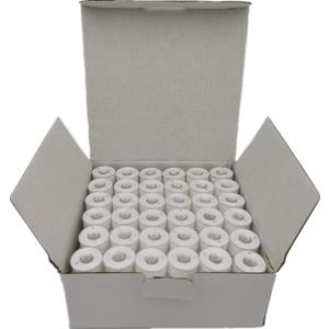 DOUBLELIN 144pcs Prewound Bobbins Size A for Domestic Sewing/Embroidery Machines, Compatible with Brother Machines, Plastic Sided, Size A, Class 15, 15J, SA156, White, 100% Polyester, 60S/2 100 Yards
