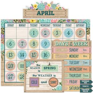 Teacher Created Resources Rustic Bloom Calendar Bulletin Board Set (TCR8593)
