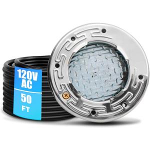 CAtArt 6 Inch Spa Light for Inground Pool Led, 50FT AC120V 6000K Cool White Pool Lights,Compatible with Pentair and Hayward Wet Niches, IP68 Waterproof, 50 FT Cord