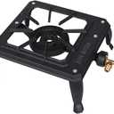 Boshen Portable Stove Burner Cast Iron Propane LPG Gas Cooker for Patio Outdoor Camping BBQ, Adapter Not Included