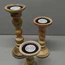 Mela Artisans Whitewash Wood Candle Holders for Pillar Candles Set of 3 | Willow Decor Style for Mantles | White Mango Wood Farmhouse Candle Holders | Rustic Wooden Candleholder | Sized 6", 9" and 12"