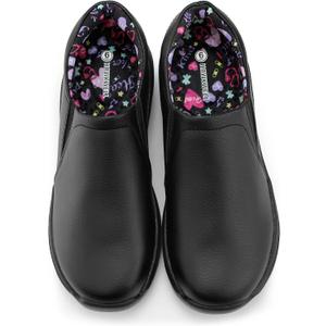 Hawkwell Women's Slip On Lightweight Slip Resistant Comfort Nursing Shoes, Black Heart Synthetic, US 8