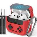 Inesore for Airpods 4 Case with Lock,Compatible with Airpods 4 with Active Noise Cancellation Cases,Classic Cool Funny Game Console Air pods4 Case Cover for Men Boy with Cleaner Kit(Red)