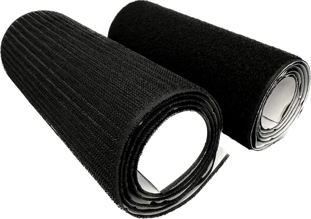 18cm (7' inch) Ultra Wide 1 Meters Long (1.09 Yards) Self Adhesive Hook and Loop Strips Set with Super Sticky Glue Nylon Fabric Fastener Black