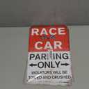 Race Car Wall Decor for Boys Bedroom – Vintage Tin Parking Only Sign, 8x12 Metal Wall Art for Garage, Man Cave, Kids Racing Room Gift, Set of 2