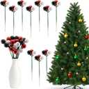 10 Pcs Christmas Ball Ornaments 7.9 Inch Red Green Gold Christmas Tree Picks for Holiday Wedding Vase Fillers Xmas Tree Topper DIY Wreath Crafts Decor (Red,White,Black)