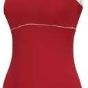 Women's Camisole Leotard with Adjustable Straps for Ballet Dance Leotards (Red/White Line, Small)