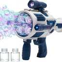 Bubble Gun with Upgraded 4 Fan Drives (Bulit-in 3 oz Bubble Solution), Bubble Machine Gun for Kids Toddlers Adults, Automatic Bubble Blower for Summer Outdoor Party Birthday Wedding Toys (Blue)