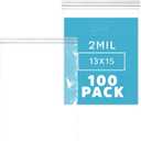 GPI - 2 Gallon Zip Bags, 13" x 15" Large Reclosable Lock Zip Bags, Clear Plastic Zipper Storage Bags with Zip Top Lock for Freezer, Clothing, Food, Documents & Supplies - 100 Count