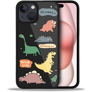 Case Compatible with iPhone 15 Pro Max,Black Colorful Dinosaur Birthday, Shock Absorption and Anti Drop Protection for Mobile Phones for iPhone 15 Pro Max