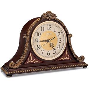 Mantel Clock with Real Wood, 4 Chime Options, Antique Vintage Design