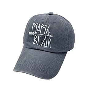 Waldeal Women's Adjustable Embroidered Mama Bear Hat Vintage Distressed Baseball Cap Grey