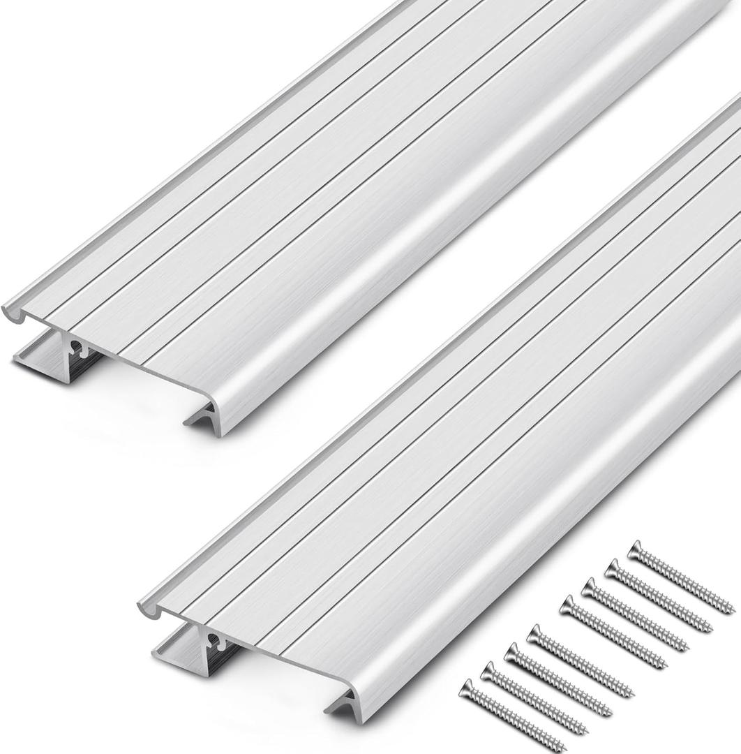 Threlaco 2 Pack 2 x 36 Inch Exterior Door Sill Threshold Extender Strip Mill Aluminum Snap Fit Building Door Threshold Suitable for Window Sill Floor Vinyl Mat Edge (Sliver)