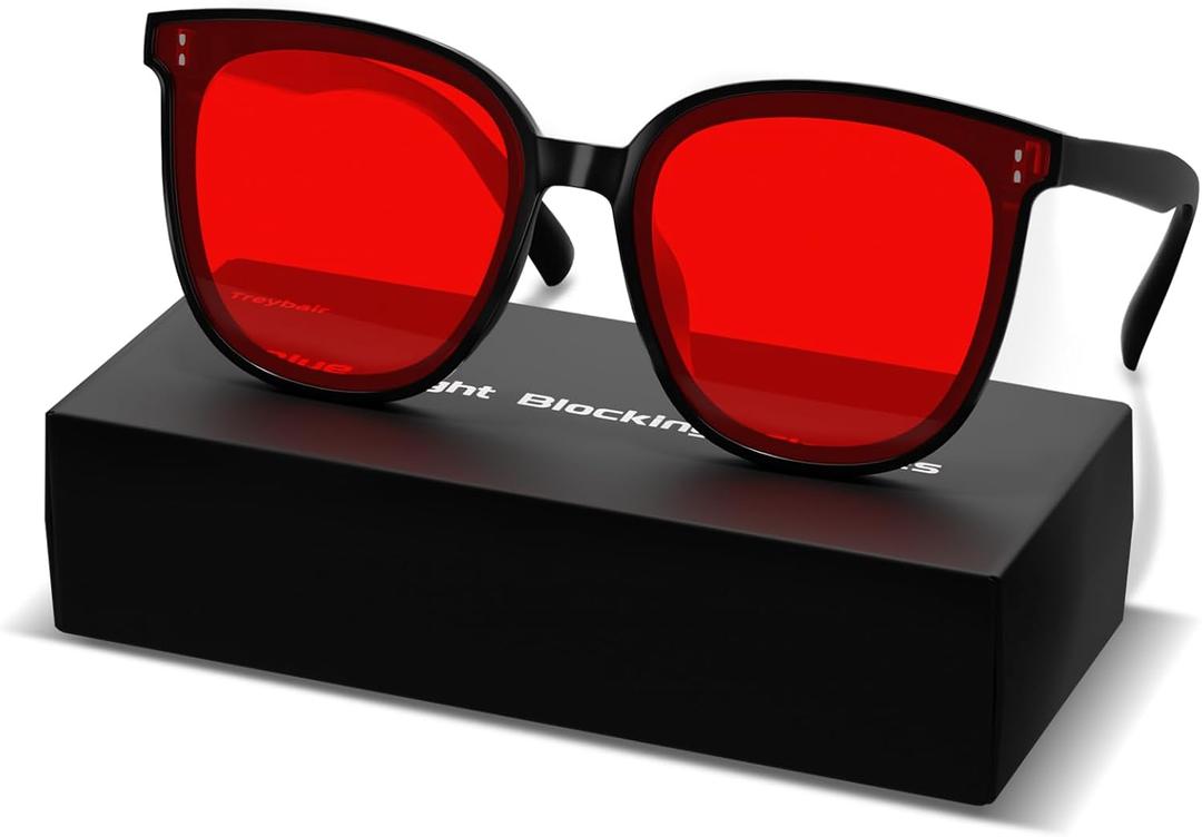 Blue Light Glasses for Woman, Blue Light Glasses Men 99.9% Blue Light Blocking Dual AR Coatings Red Lens, Computer Gaming Glasses, Screen Fatigue & UV Protection