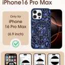 Uppuppy for iPhone 16pro max Case - Compatible with MagSafe for Women Girls Bulit-in 360 Rotatable Magnetic Ring Holder Kickstand Cute Aesthetic Blue Cheetah Print Design for Apple 16pro max