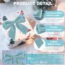 24Pcs Velvet Bows for Christmas Tree, Small Dusty Blue Bows Christmas Decorations with Twist Tie, Bulk Elegant Velvet Ornaments for Wreath Garland Gift Wrapping Wedding Champagne Parties 3.5*3.5 in