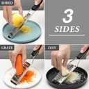Cambom Lemon Zester Grater Three-piece Suit - Heavy Duty Kitchen Tool for Parmesan Cheese, Ginger, Garlic, Nutmeg, Chocolate, Vegetables, Fruits Stainless Steel Grater Dishwasher Safe Black