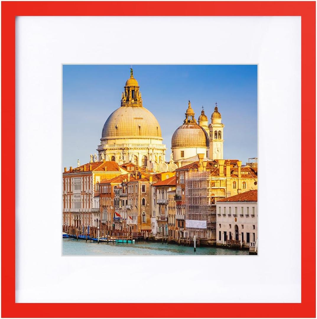 Wyooxoo 20x20 Picture Frame Red Made of Solid Wood Photo Frames Display Pictures 16x16 with Mat or 20x20 Without Mat Colorful Frame For Horizontal Vertical Wall Mounting