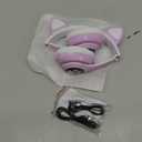 Bluetooth Noise Cancelling Headphones for Kids,Foldable Cat Headphone with LED Light Up Ear,Cat Ear Headphones for Toddler with Microphone/TF Card,Kids Bluetooth Headphones for ipad (Purple)