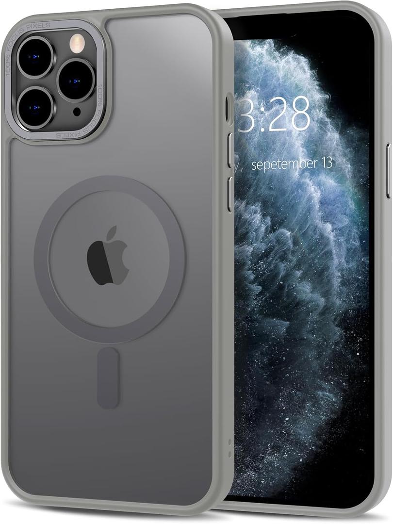 Anuck Case for iPhone 11 Pro Max Case Magnetic Phone Case Compatible with MagSafe, Soft TPU Bumper Hard Translucent Matte Back Slim Fit Shockproof Protective Cover for Men Women Girls - Gray