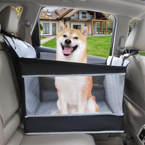 Dog Car Seat Medium Sized Dog, Car Seat for Dogs, Seat Extender with Waterproof Materials & Breathable Mesh, Dog Seat Belt for Car, Giving Your Pets a Comfortable and Safe Road Trip (M Size, Grey) (M:23*22*18 inches)