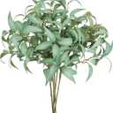 2 x florisso Artificial Greenery Stems for Vase, 5 Pcs Tall Fake Plants Branches Faux Greenery Twigs Leaf for Indoor Home Office Vase Filler for centerpieces, Light Green