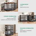88.6" Large Dog Crate Furniture, Wooden Dog Kennel with Bowls & 3 Doors, Double Crate Furniture TV Stand for Medium Large Dogs, Brown