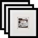 Yaetm 12x12 Square Picture Frame Matted to 5x5, Double Floating Ivory Mat, Black Photo Frame with Polished Tempered Glass for Wall Gallery, Home and Office, Wall Mounting, 3 Pack, Black