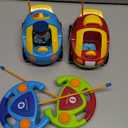 Prextex 2 Pack Cartoon Remote Control Cars for Toddlers - Police Car and Race Car with Steering Wheel Controllers and Lights - Different Frequencies So Both Can Race Together - Toddler Gift 18+ Months