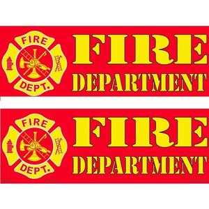 Fire Dept. Bumper Sticker, 3 1/2" x 10" Size, 2 Pack