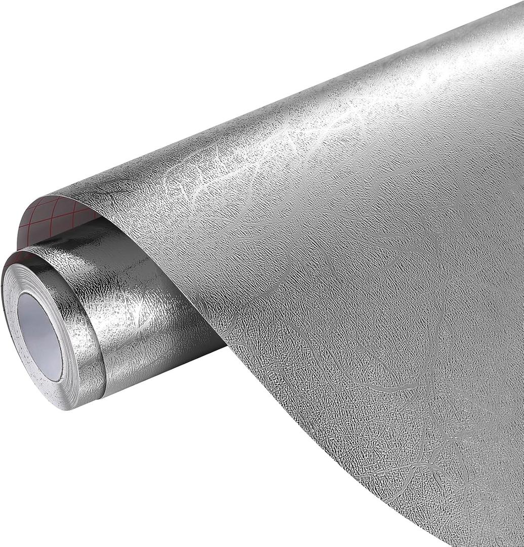 ANT Textured Metallic Adhesive Vinyl Roll for Stickers Crafts Mugs Wall Decals Windows Mirrors and Mailbox Compatible with Cinyl Cutter and Plotters (Silver, 12inch x 30ft)