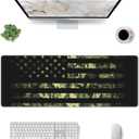 Large Gaming Mousepad, American Flag with Camouflage XL Mouse Pad with Stitched, Full Long Waterproof Non-Slip Base Keyboard Pad, PC Laptop Computer Mat for Men Office Decor, (Black, 31.5 * 11.8 in)