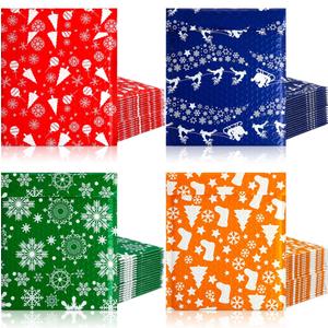 100 Pack Christmas Poly Bubble Mailers 8.3 x 9.3 Inch Christmas Padded Envelopes Self Seal Adhesive Shipping Bags Postal Bags for Xmas Gift Giving Small Business Mailing Packaging(Classic)
